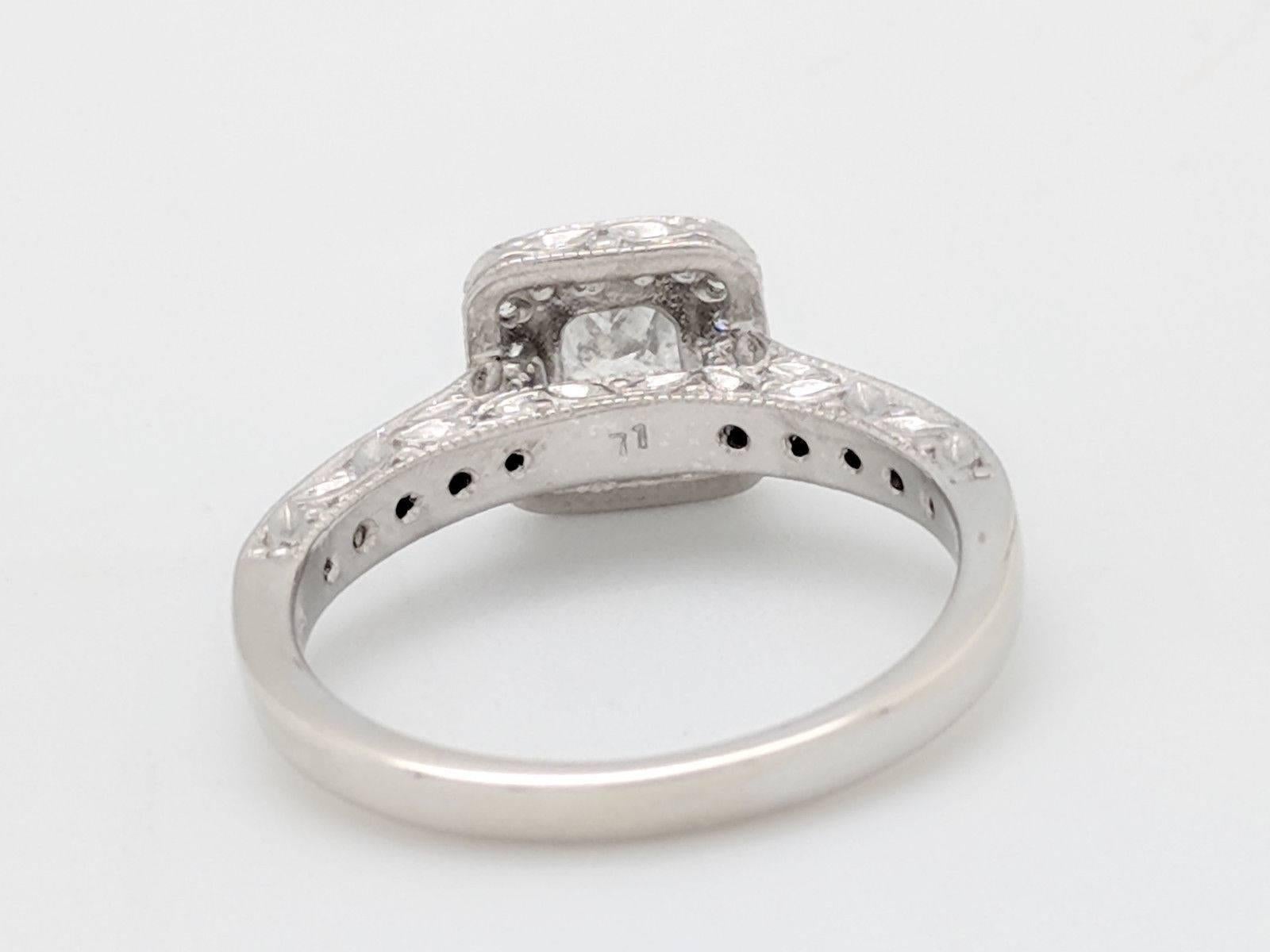 14 Karat White Gold .24 Carat Princess Cut Diamond Halo Engagement Ring SI2/H 1