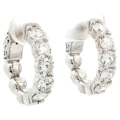 Orecchini a cerchio Huggie Push in oro bianco 14k 2,4ctw F VS Diamond 18mm Fancy 5 Stones