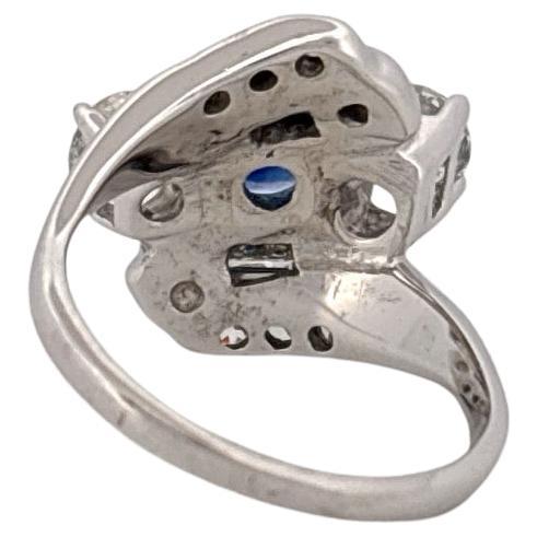 14K Weißgold 2,50 Karat Diamant & 1,07 Karat Saphir Großer 3 Stein Ring im Zustand „Gut“ im Angebot in Sewickley, PA