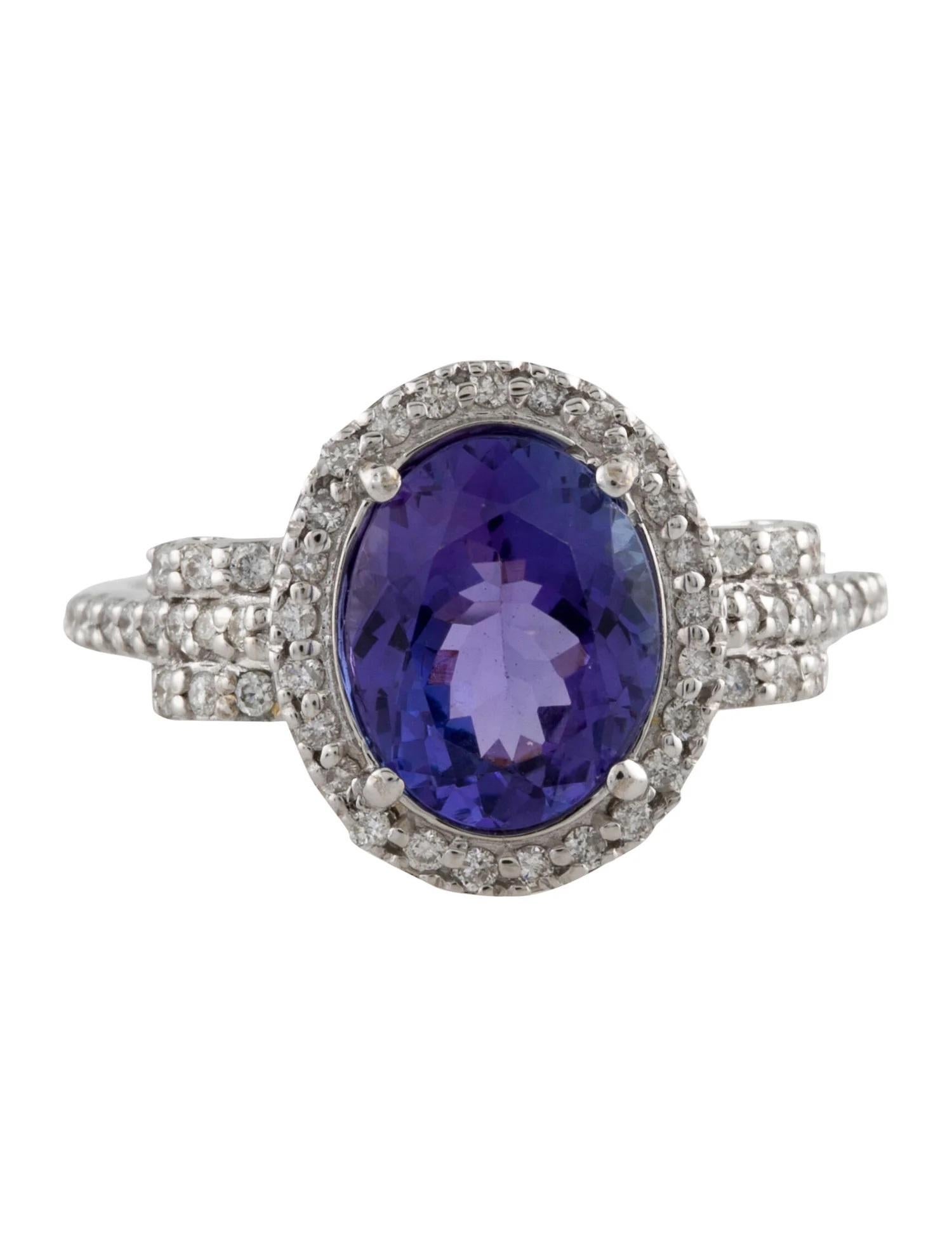 Artist 14K White Gold 2.50ct Tanzanite & Diamond Cocktail Ring - Size 6.75 For Sale