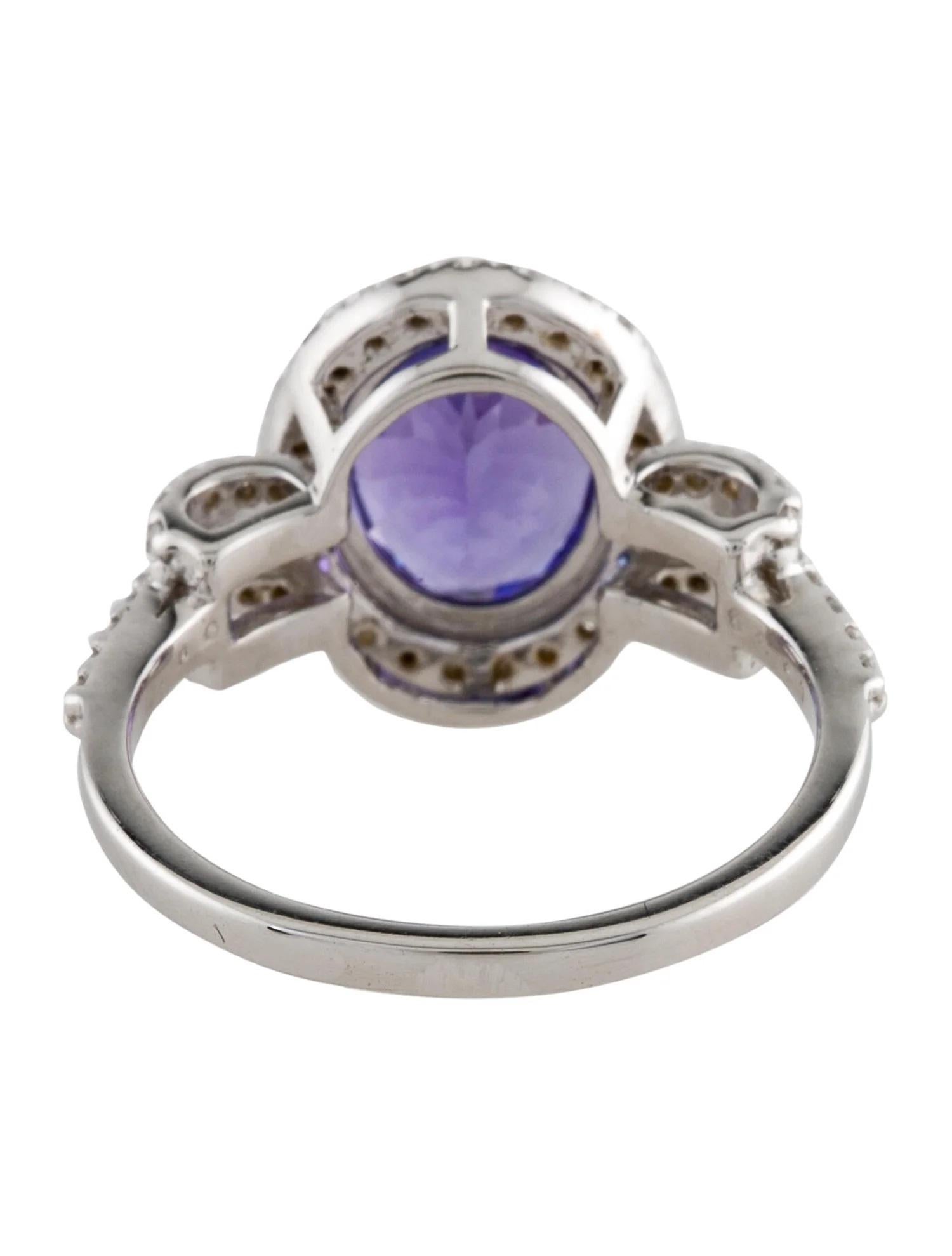 Oval Cut 14K White Gold 2.50ct Tanzanite & Diamond Cocktail Ring - Size 6.75 For Sale