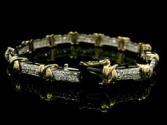 14k White Gold 2.50ctw Pave Diamond w/ YG Knot Links Well Made Bracelet