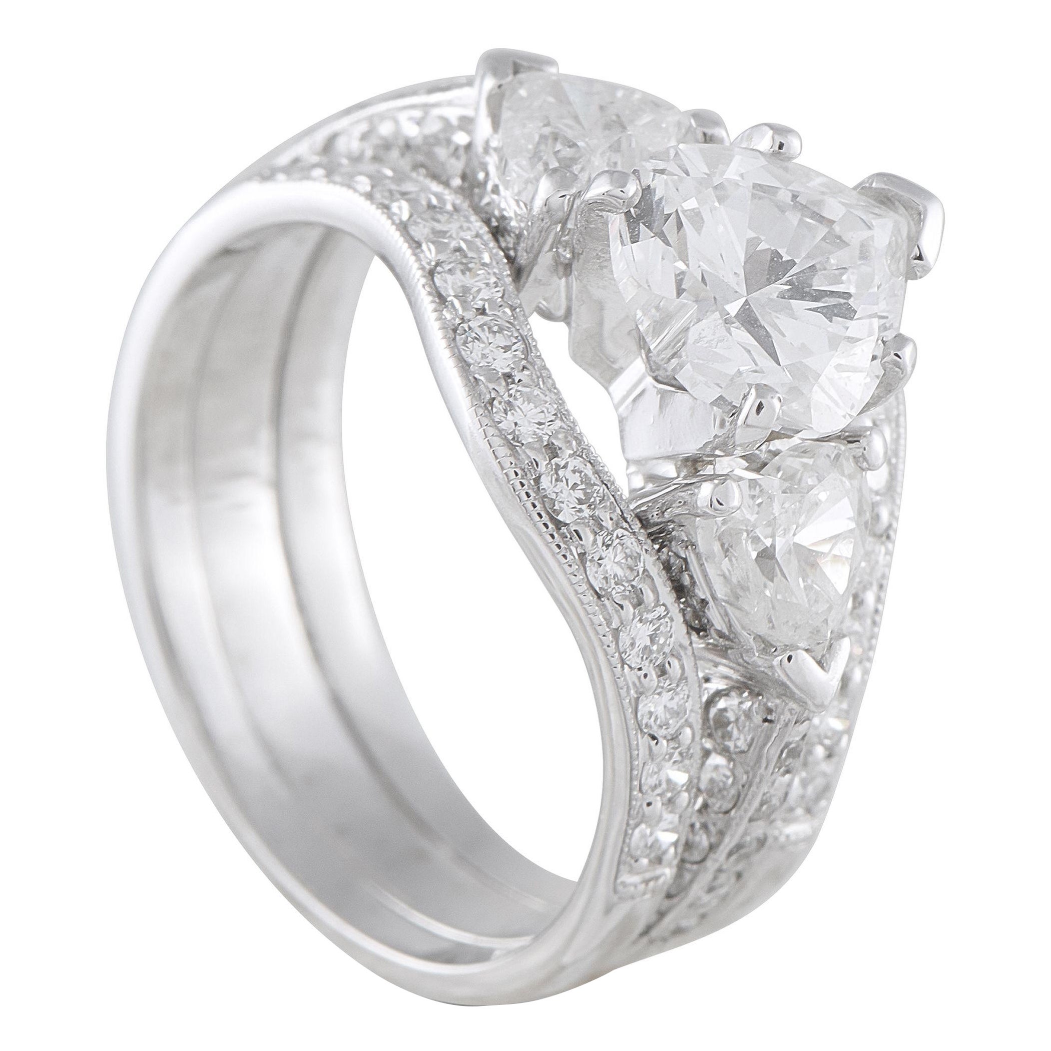 Anello in oro bianco 14K con 2,51 carati di diamanti MF03-071825