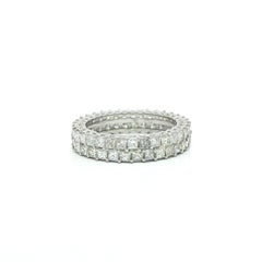 14k White Gold 2.51ctw Square Diamond Dual 2 Row Wide Eternity Band Ring