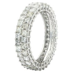 14k White Gold 2.51ctw Square Diamond Dual 2 Row Wide Eternity Band Ring