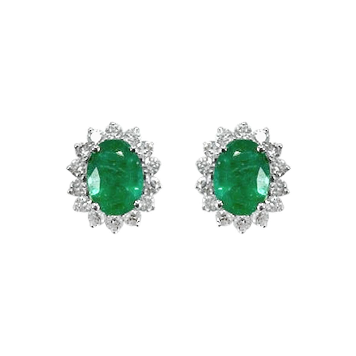 14K Weißgold 2,54 Karat Smaragd und Diamant-Ohrring. Stil# TS1121E Damen
