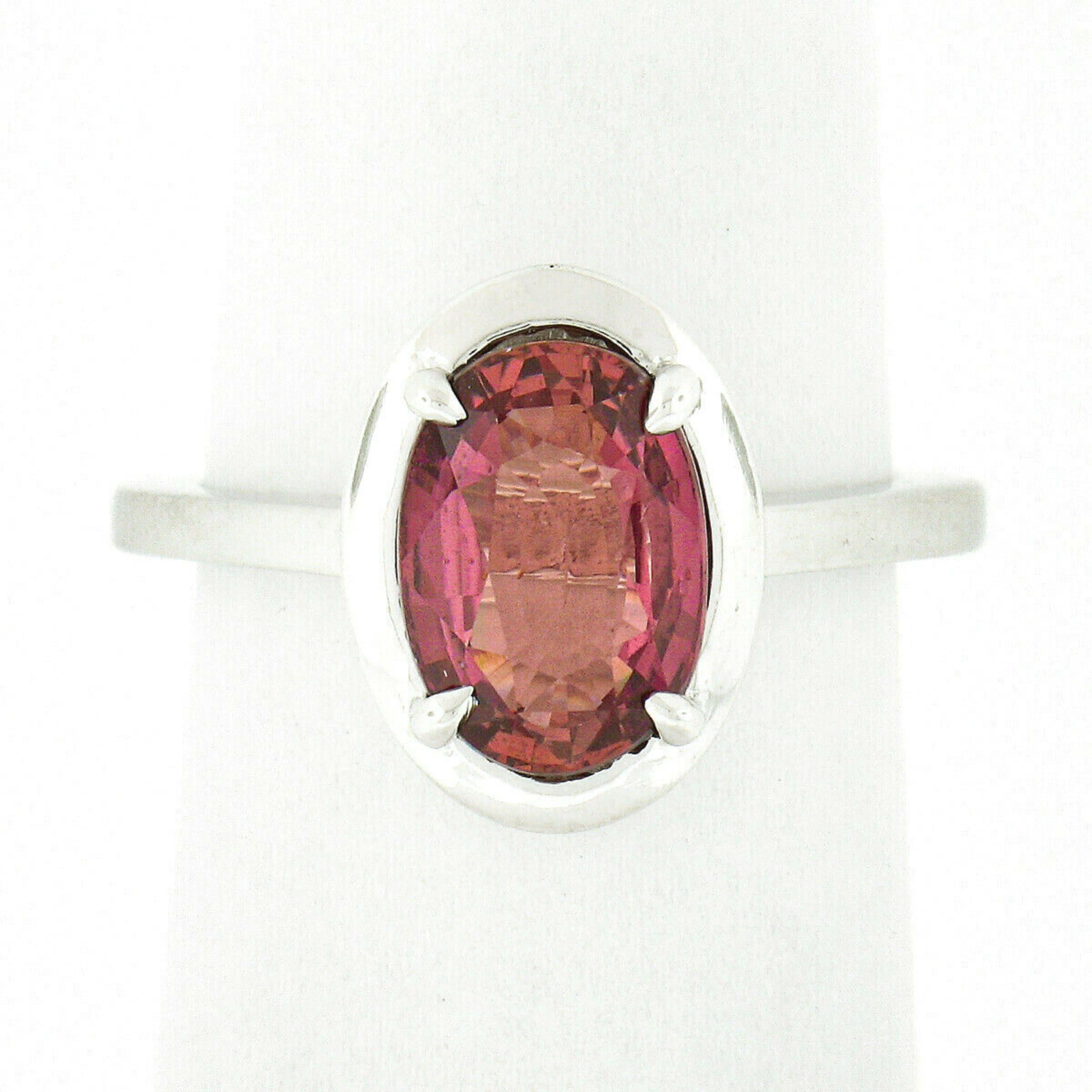 14k White Gold 2.55ctw GIA No Heat Oval Brownish Pink Sapphire Solitaire Ring In Excellent Condition For Sale In Montclair, NJ
