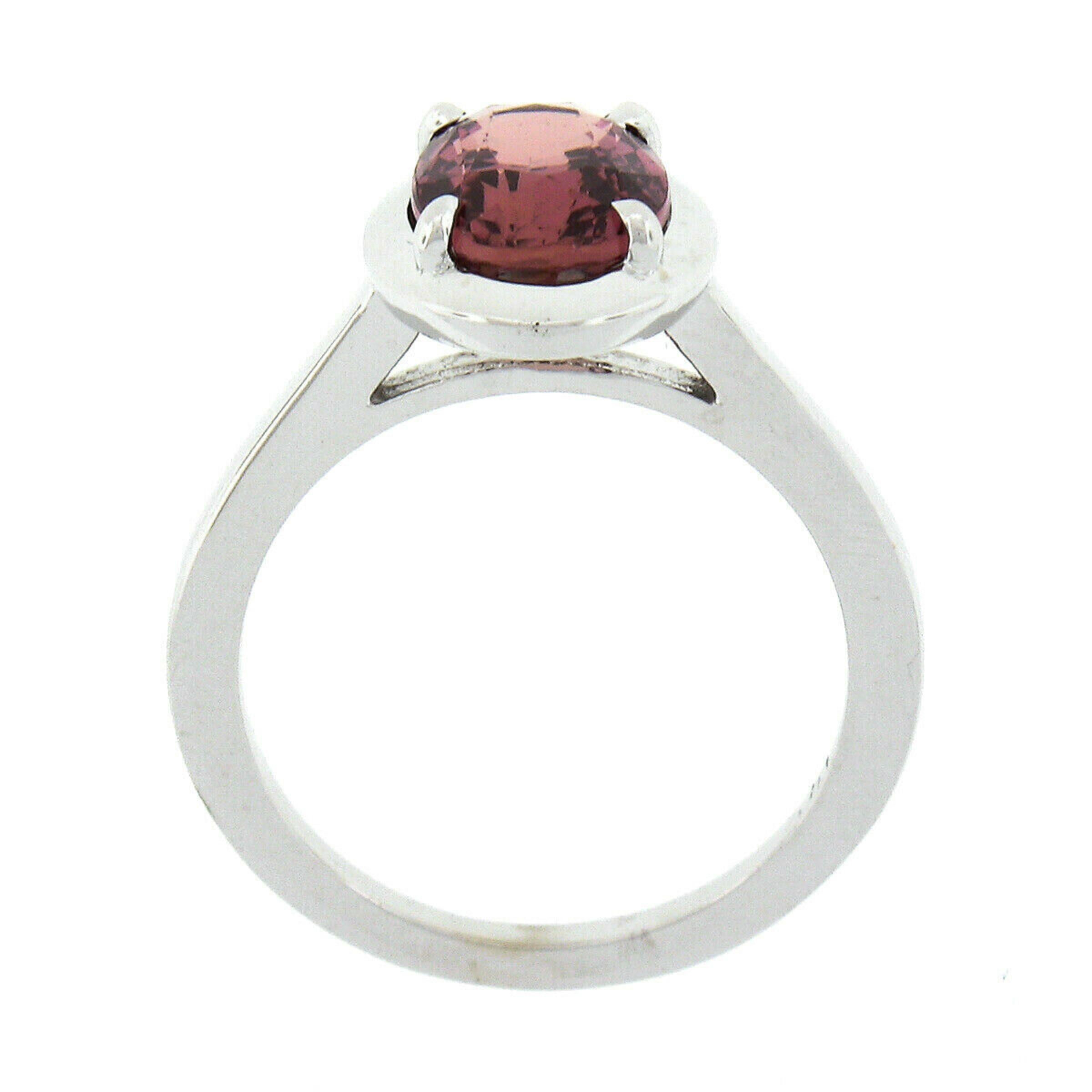 Bague solitaire en or blanc 14 carats avec saphir rose brunâtre ovale 2,55 carats certifié par le GIA, sans chaleur en vente 1