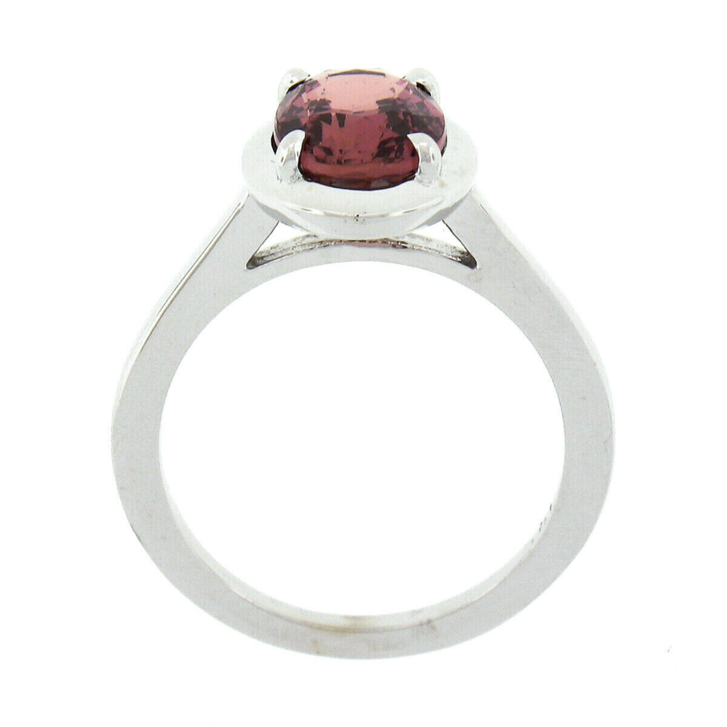 14k White Gold 2.55ctw GIA No Heat Oval Brownish Pink Sapphire Solitaire Ring For Sale 1