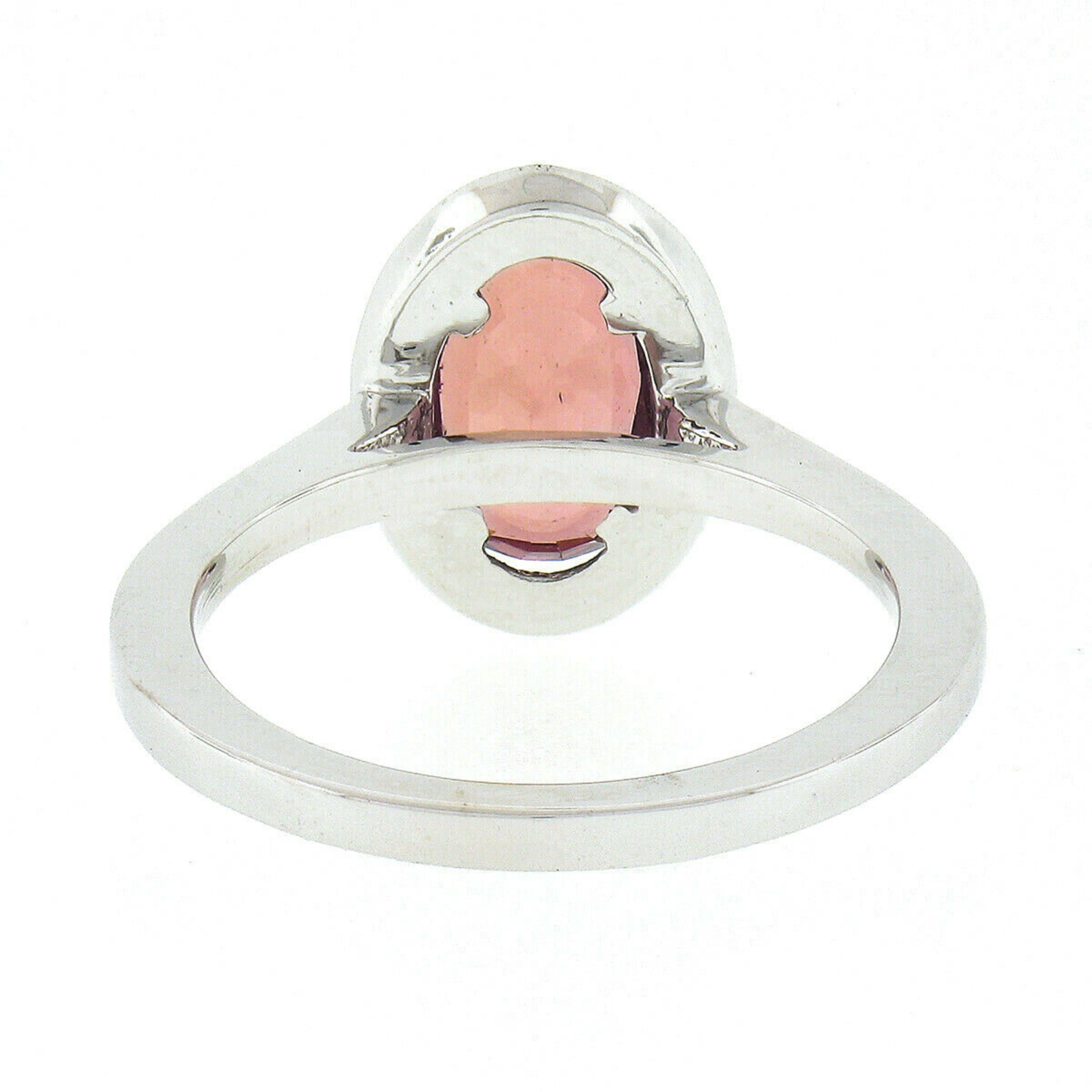14k White Gold 2.55ctw GIA No Heat Oval Brownish Pink Sapphire Solitaire Ring For Sale 4