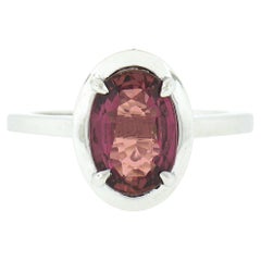 14k White Gold 2.55ctw GIA No Heat Oval Brownish Pink Sapphire Solitaire Ring