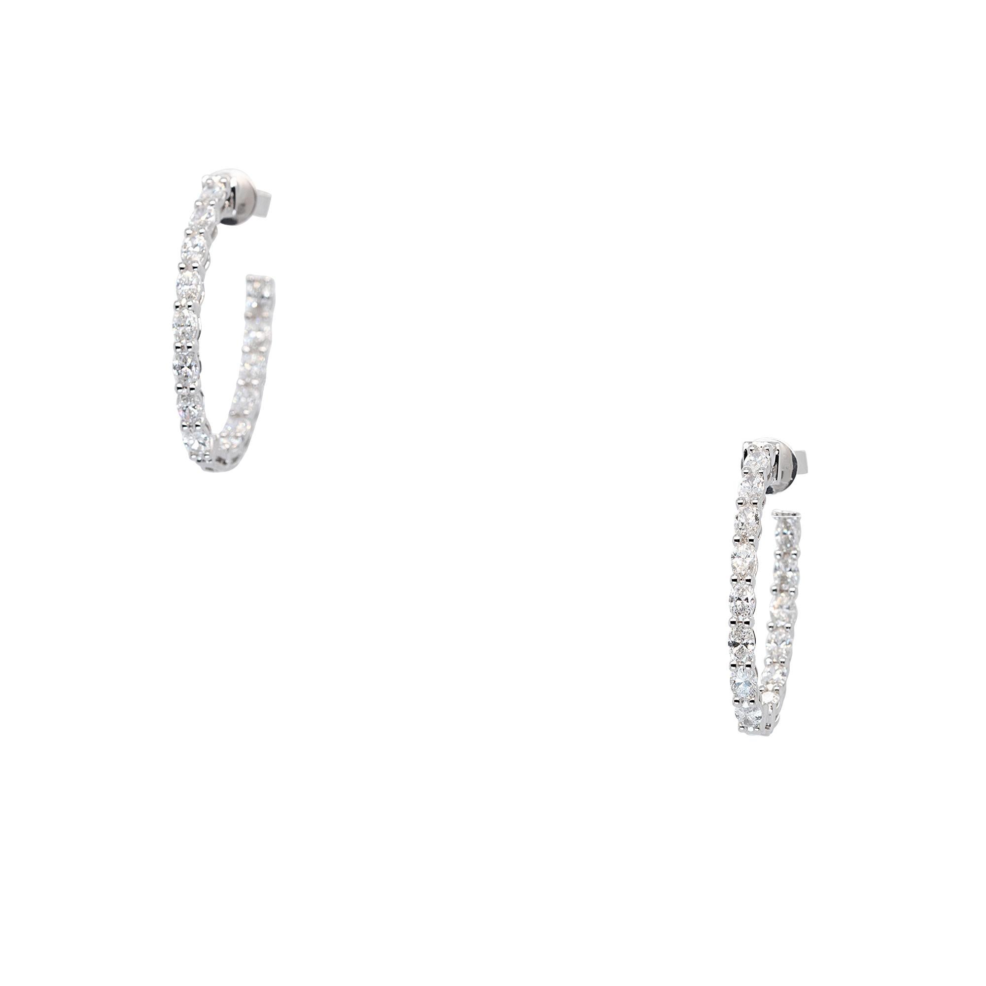 14k Weißgold 2,59 Karat natürliche Diamant-Creolen mit Diamanten im Angebot 3