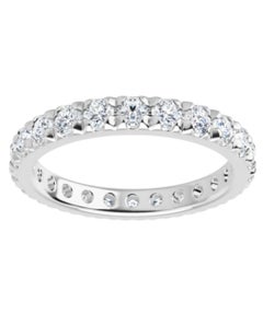 14K White Gold 2.5mm Round French-Set 1.23 Ct Diamond Eternity Band