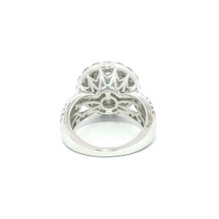 14k White Gold 2.60ctw Large Diamonds Round Cluster Dual Halo Flower Ring
