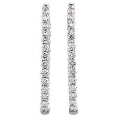Boucles d'oreilles créoles « Inside-Out » en or blanc 14 carats, ornées d'un diamant rond de 2,68 carats