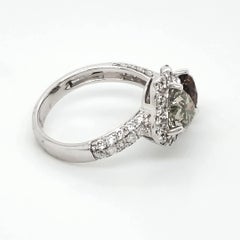 14k White Gold 2.69ct Heart-Shape and Round Two Stone Diamond Ring (Size 6.25)