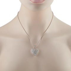 14K White Gold 2.70ct Diamond Pave Heart Pendant Necklace MF47-062526
