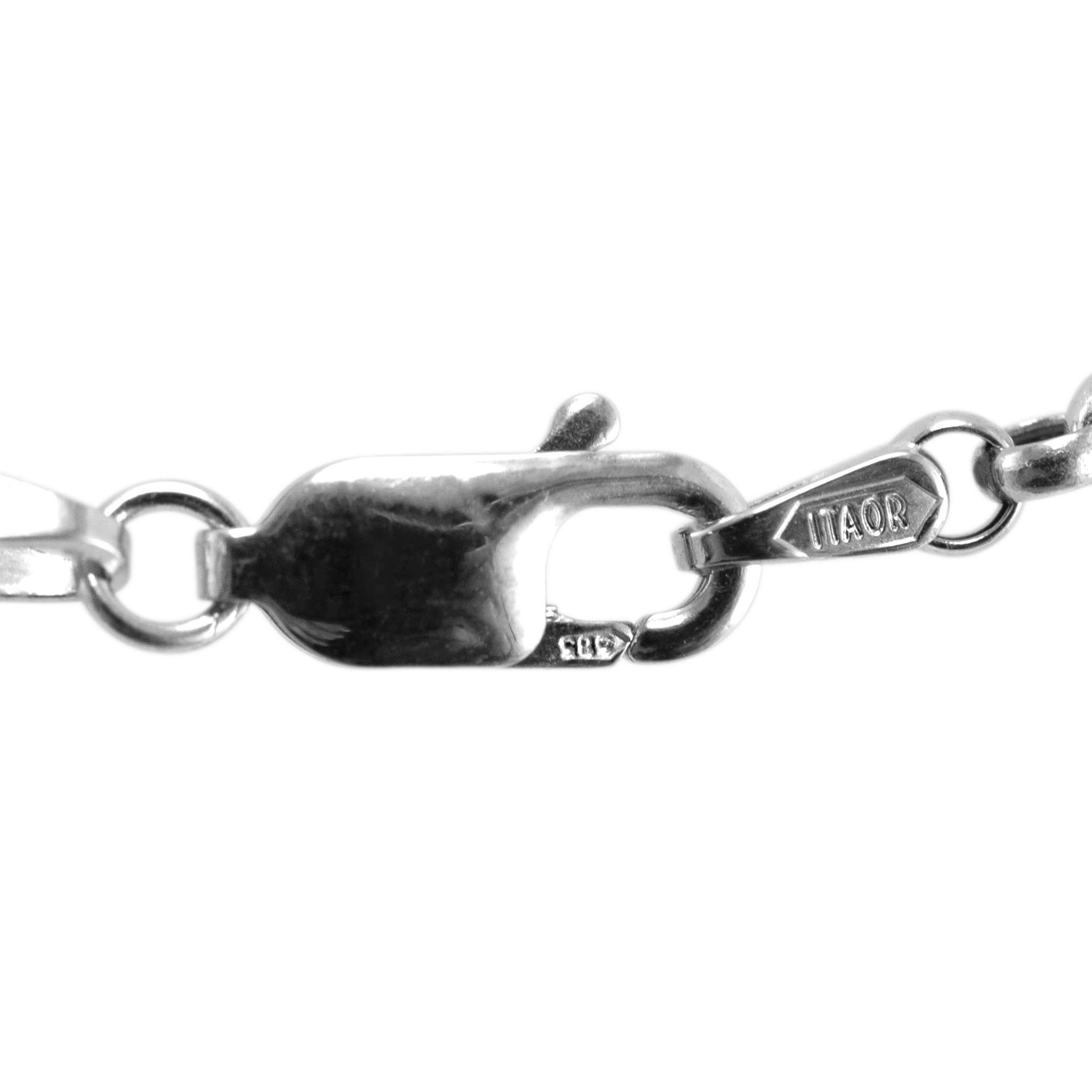14K White Gold 2.70mm Rolo Chain Necklace en Excelente estado para la venta en Houston, TX