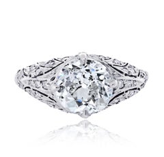 14K Weißgold 2,78ct Old European Cut Antiker Verlobungsring