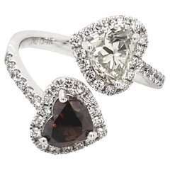 14k White Gold 2.79ct Heart-Shape and Round Natural Diamond Ring (Size 6.5)