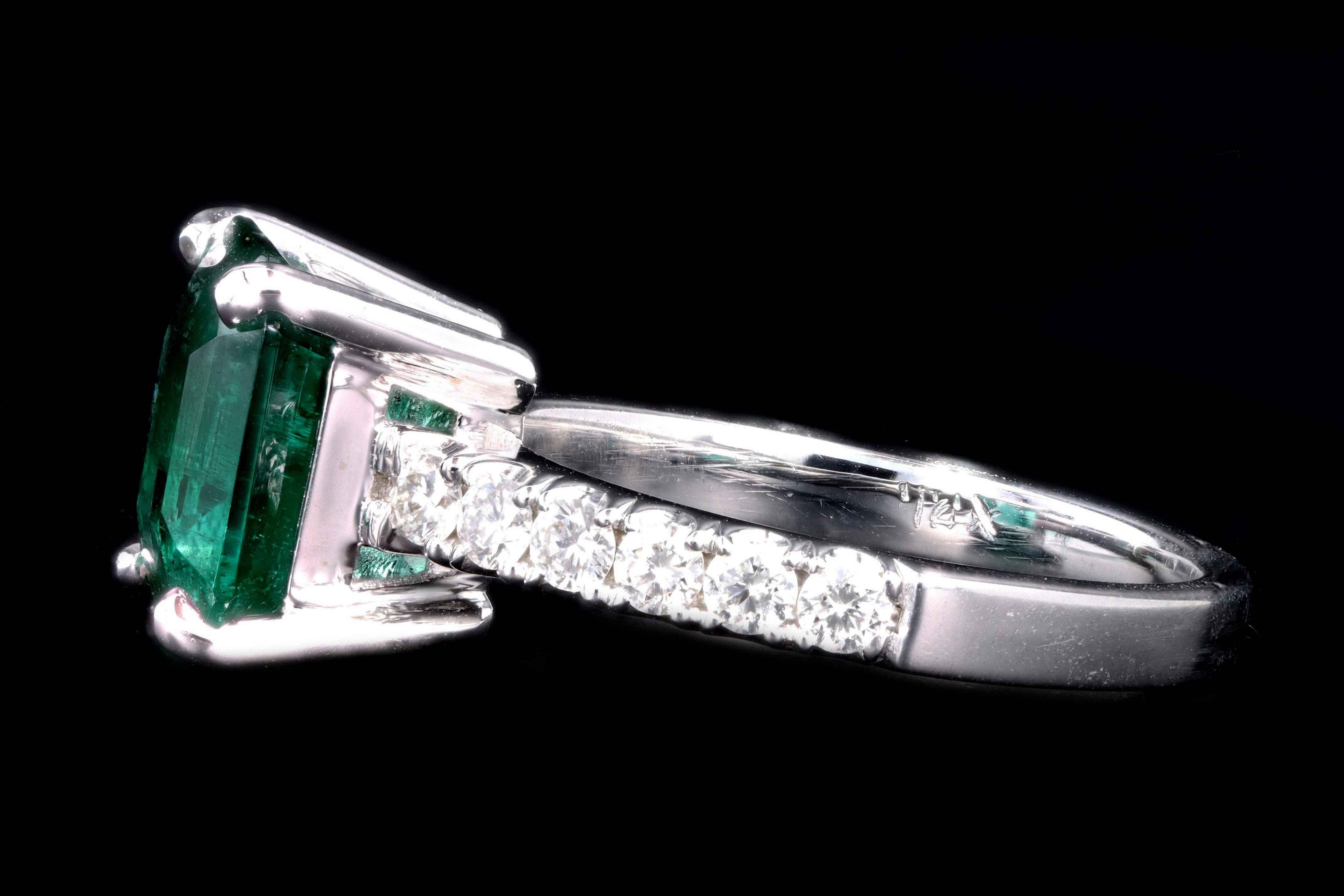 14 Karat White Gold 2.83 Carat Natural Emerald and Diamond Ring 1