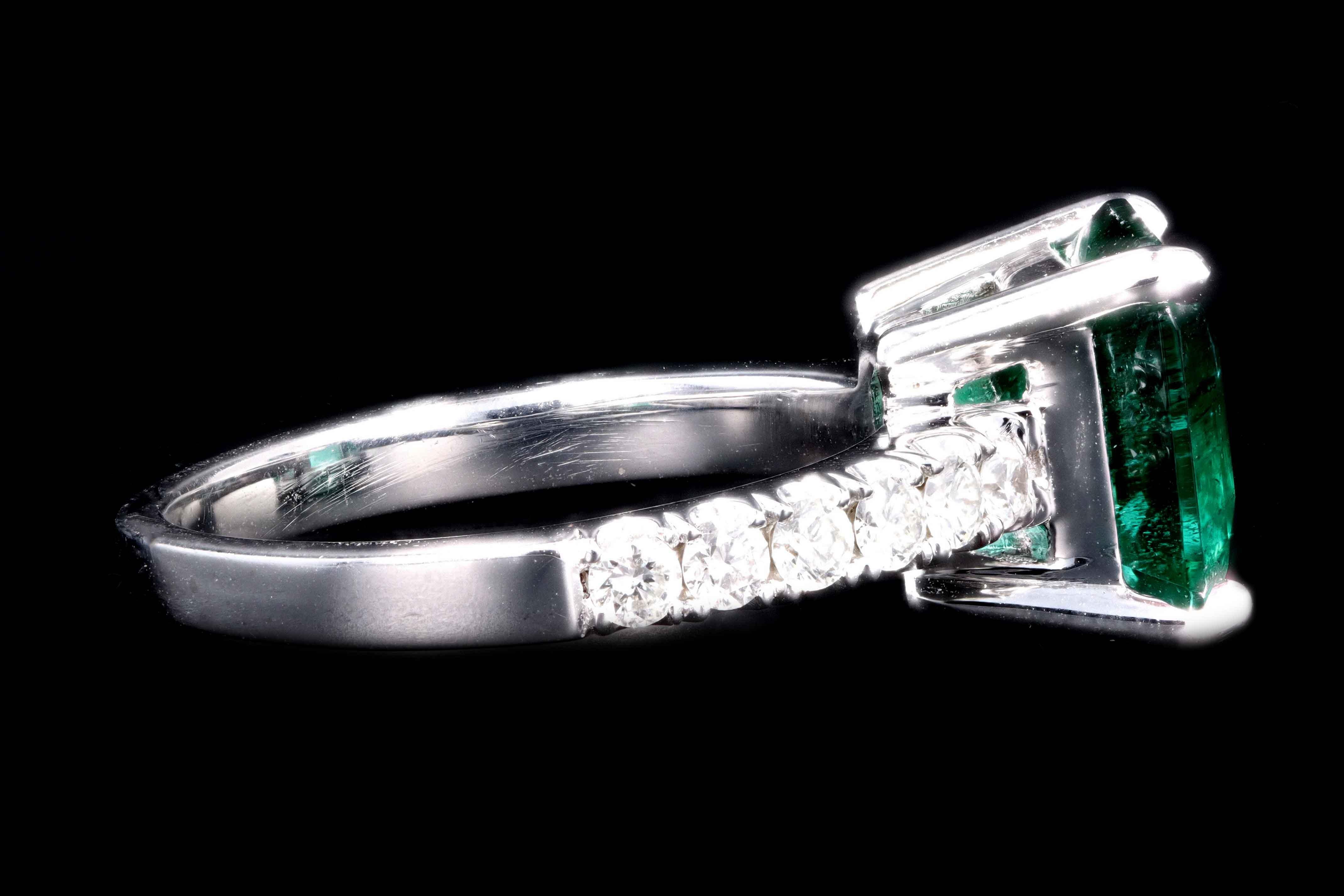 14 Karat White Gold 2.83 Carat Natural Emerald and Diamond Ring 2