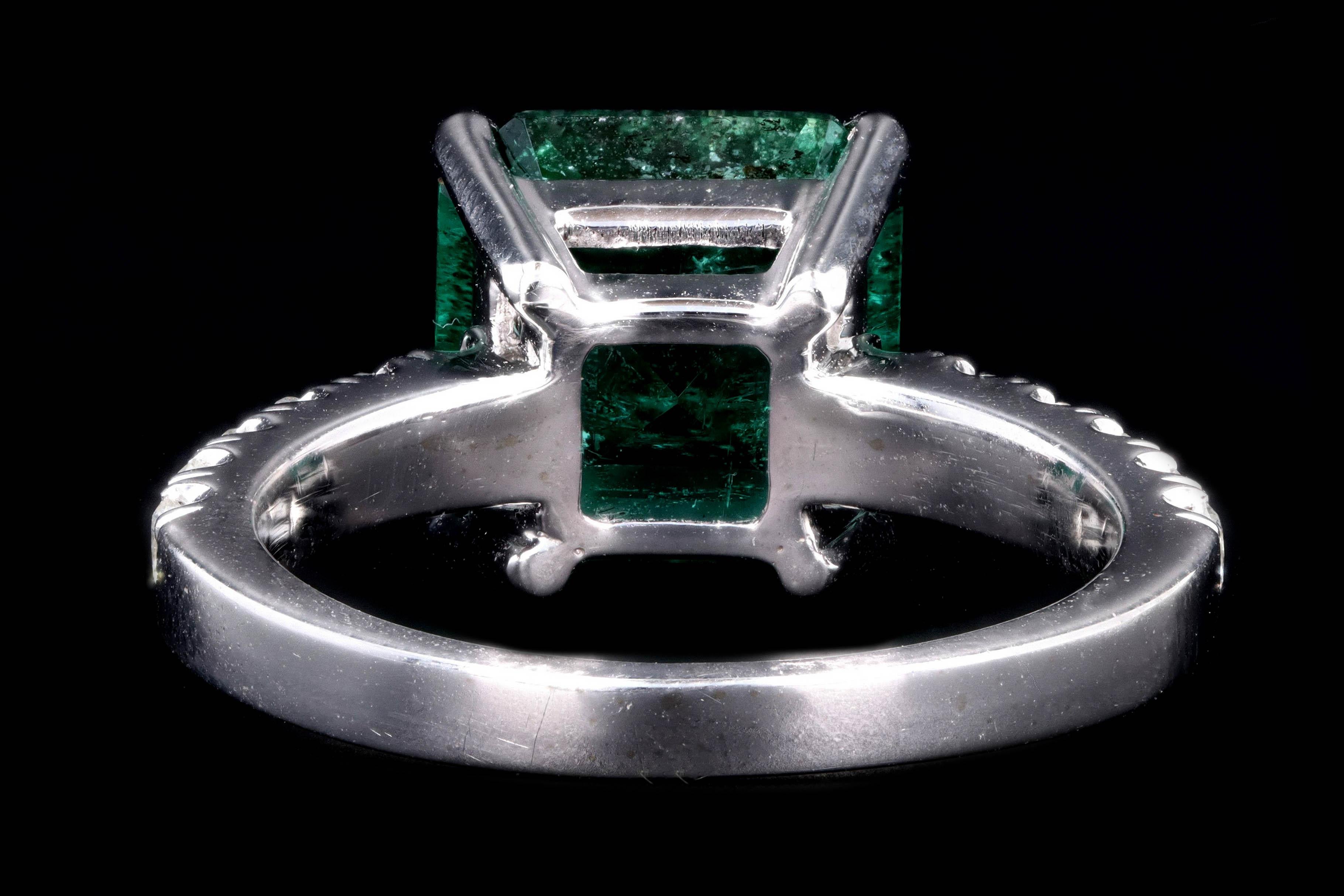 14 Karat White Gold 2.83 Carat Natural Emerald and Diamond Ring 3