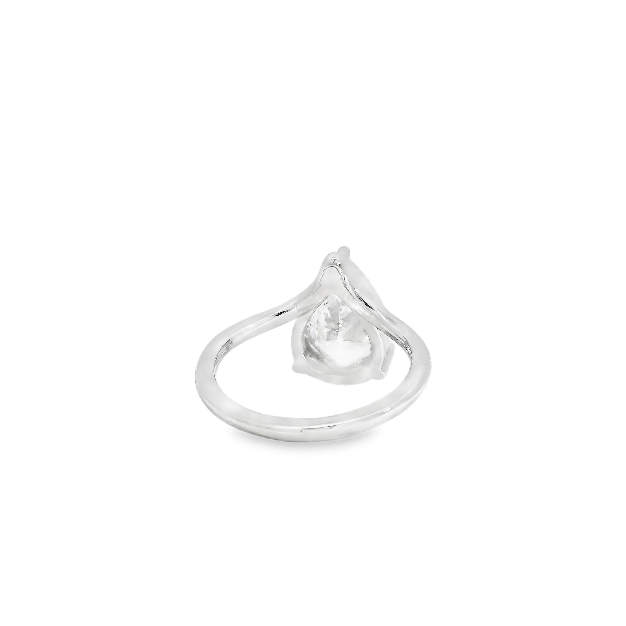 Bague de fiançailles en or blanc 14k 2,88ct diamant taille poire en vente 6