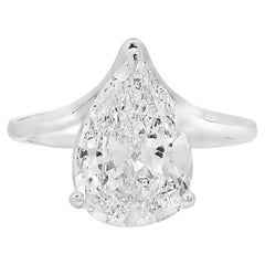 14k White Gold 2.88ct Pear Cut Diamond Engagement Ring