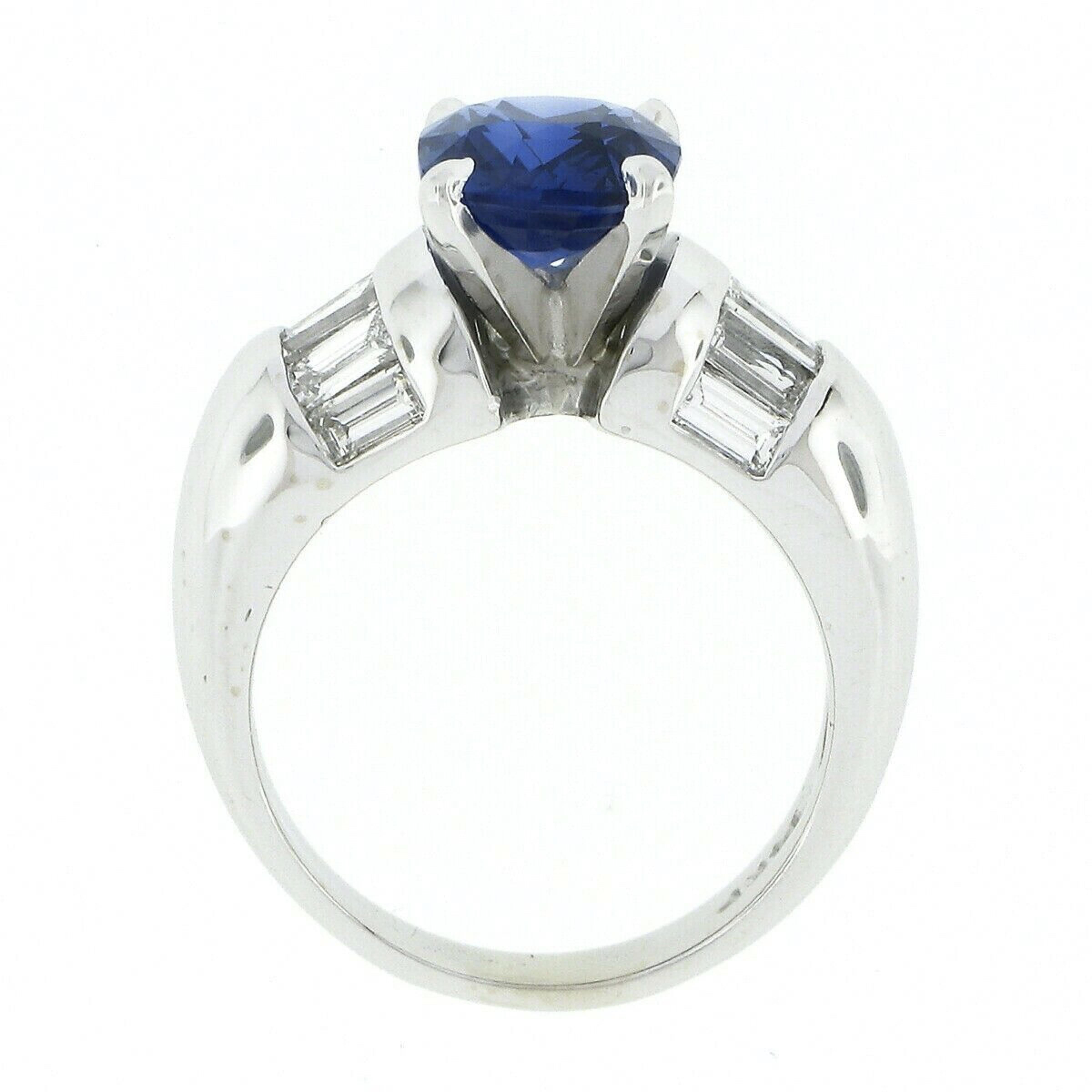 14k White Gold 2.91ctw GIA No Heat Cushion Sapphire & Diamond Engagement Ring 3