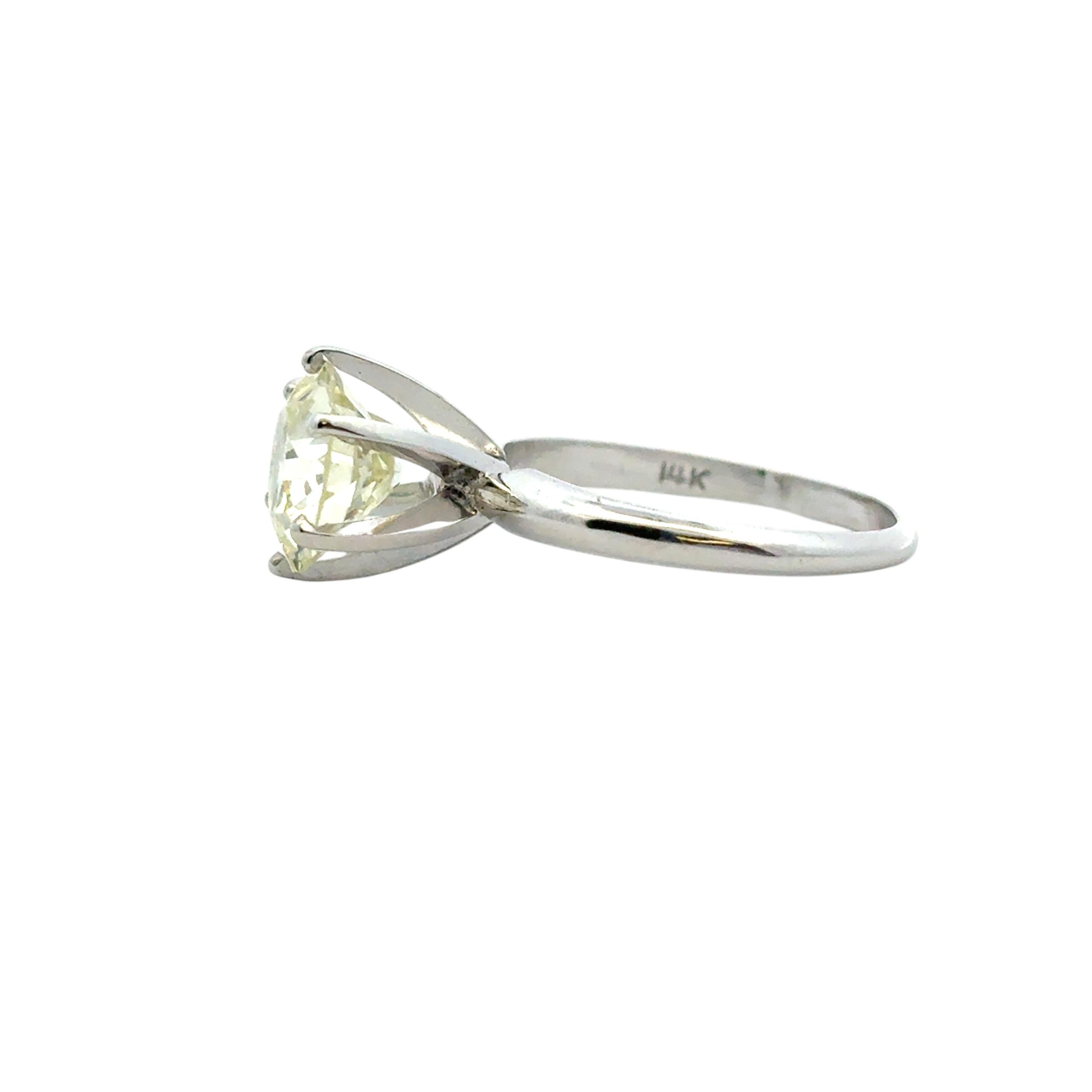 14k White Gold 2.9ct Diamond Engagement Ring For Sale 1