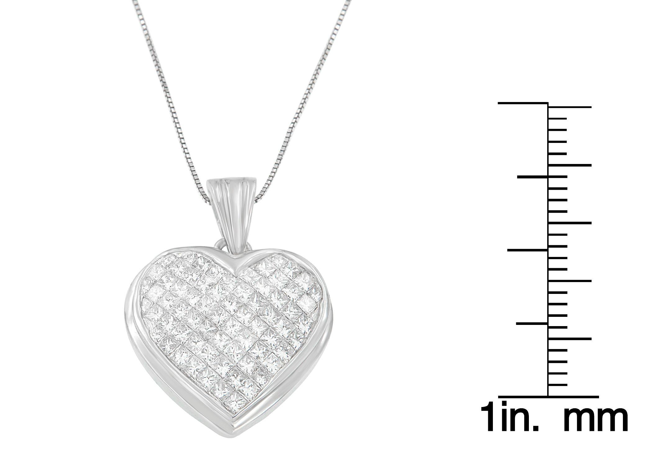 14k White Gold 2ct. TDW Princess-Cut Diamond Pendant Necklace 'G-H, VS1-VS2' In New Condition In New York, NY