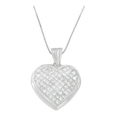 14k White Gold 2ct. TDW Princess-Cut Diamond Pendant Necklace 'G-H, VS1-VS2'