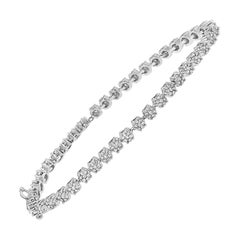 Rundes Cluster-Glieder-Diamant-Weißgold-Tennisarmband