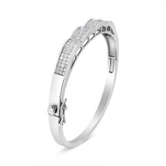 14K White Gold 3 1/3 Carat Princess-Cut Diamond Bangle Bracelet