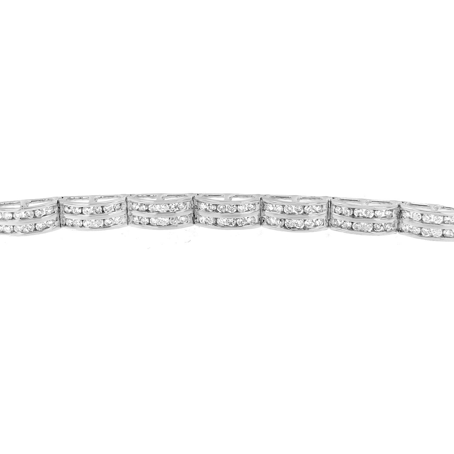 Contemporain Bracelet à maillons en or blanc 14 carats avec diamants de 3 1/5 carats en vente