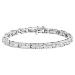 Pulsera de tenis de doble fila de diamantes engastados en canal de 3 1/5 qt de oro blanco de 14 quilates