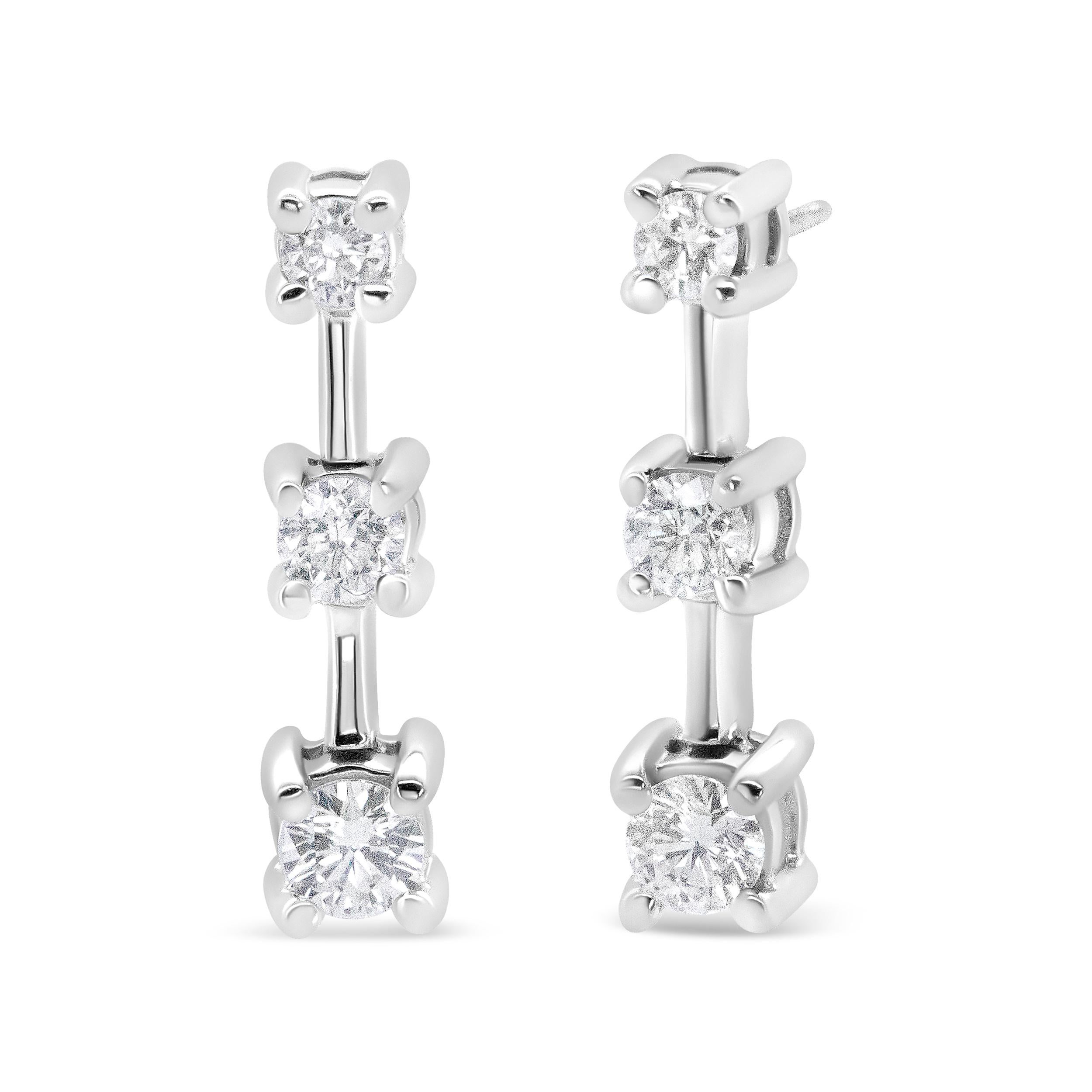 3 stone diamond earrings