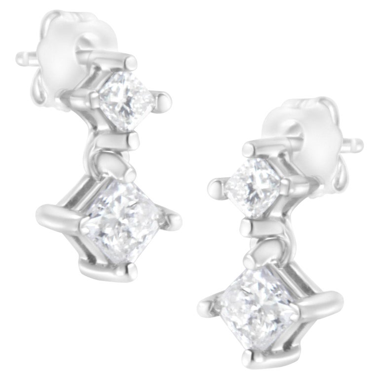Princess Cut Diamond Earrings, Princess Cut Stud Earrings, 4 Carat –