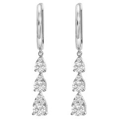 Orecchini a goccia e pendenti in oro bianco 14K con 3 pietre taglio pera e diamante da 3/4 Cttw