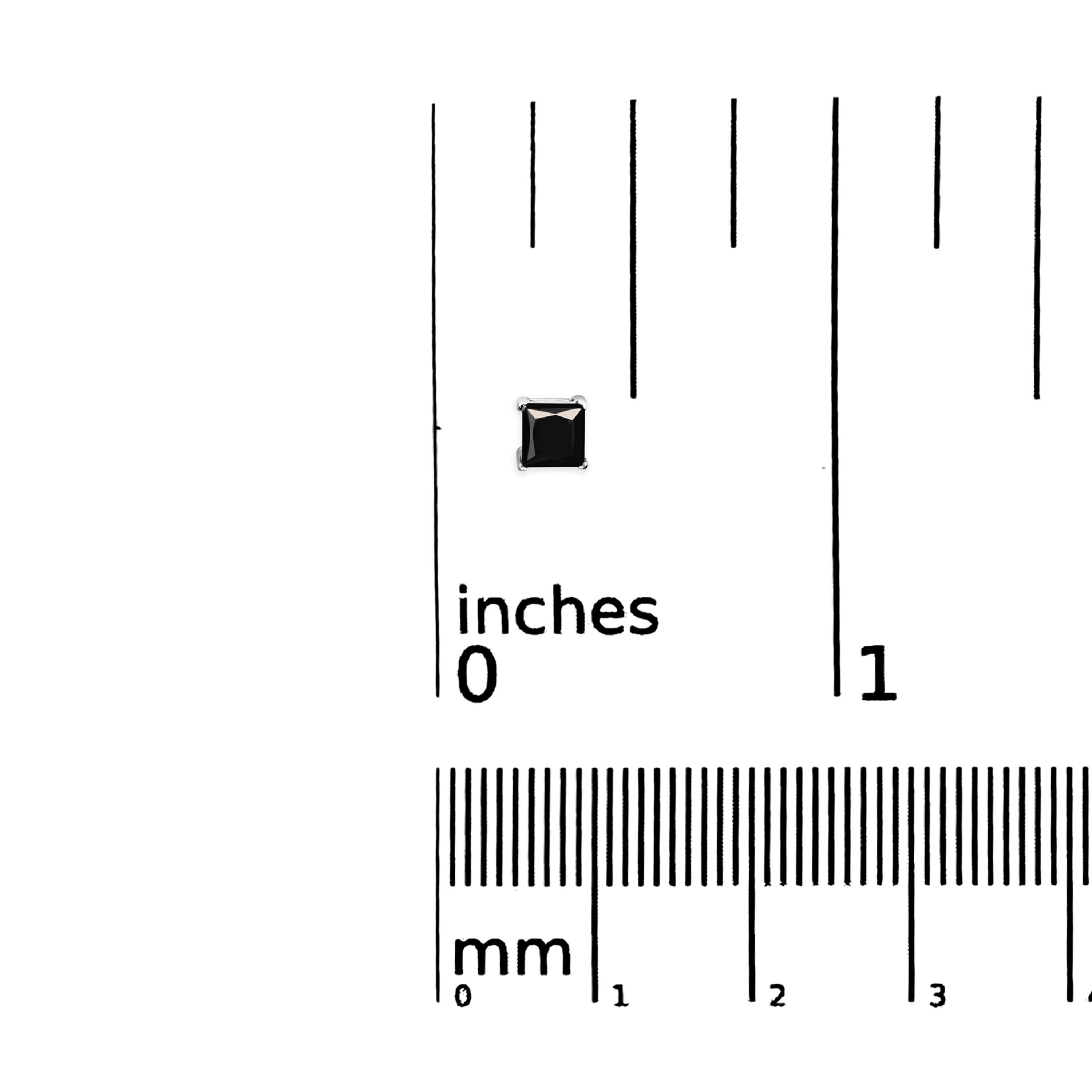 Princess Cut 14K White Gold 3/4 Cttw Princess-Cut Black Diamond Classic 4-Prong Stud Earrings For Sale