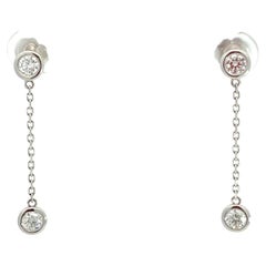 Boucles d'oreilles pendantes en or blanc 14K avec diamants de 3/4ctw par Yard