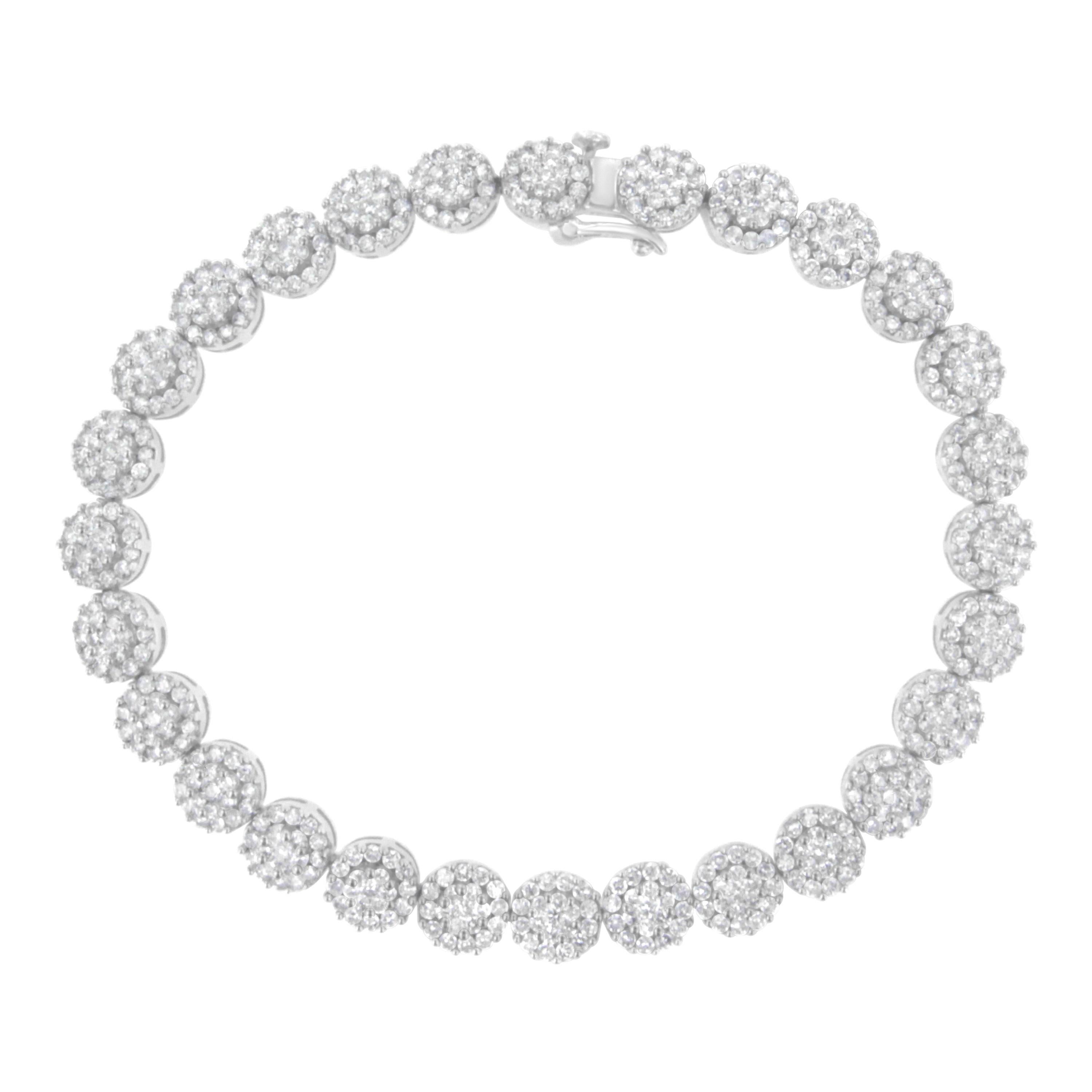 Bracelet à maillons en or blanc 14 carats avec diamants TDW de 3 7/8 carats I-J, SI2-I1