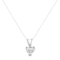 14K White Gold 3/8 Carat Heart Shaped Solitaire Diamond Pendant Necklace