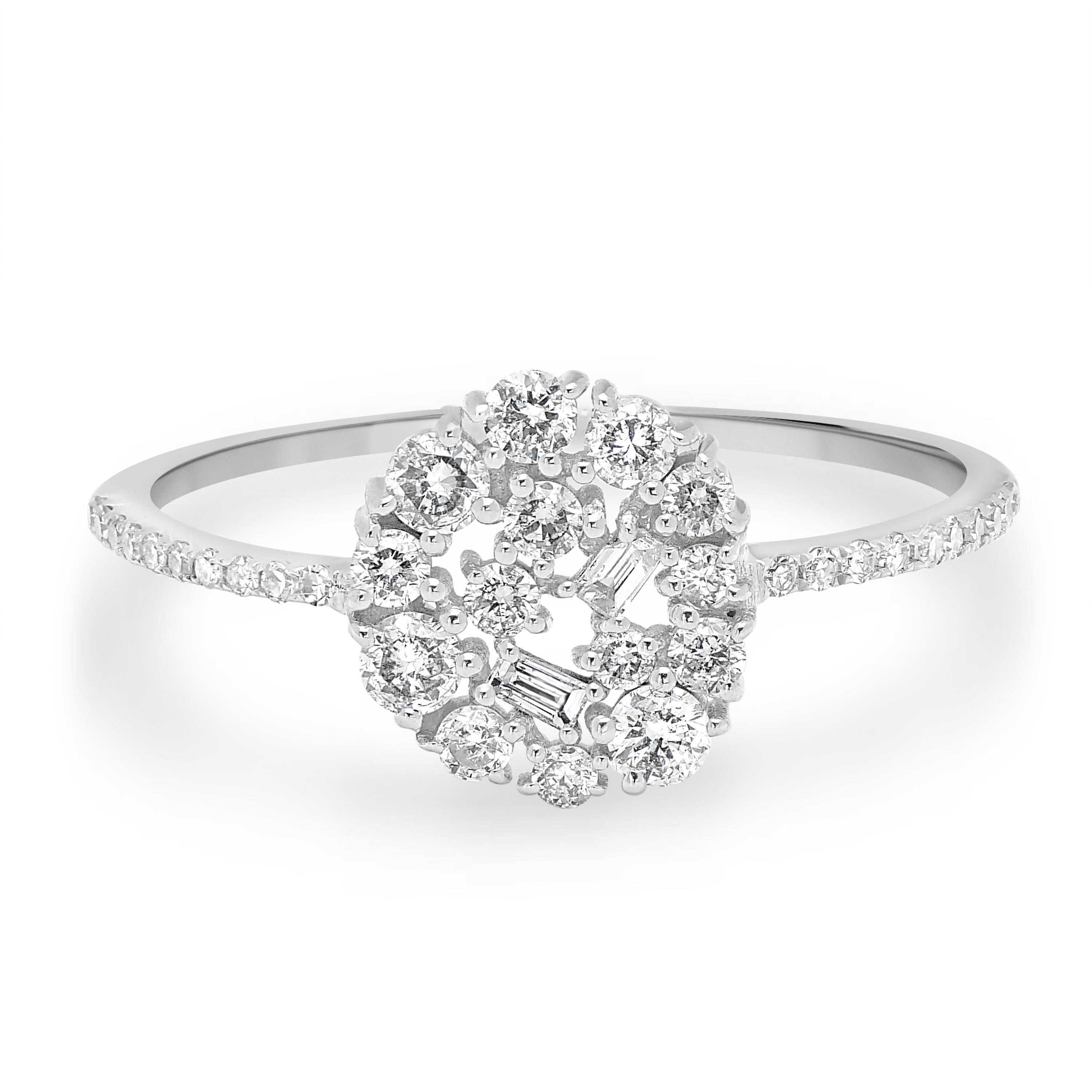 For Sale:  Luxle 3/8 Carat T.W. Diamond Cluster Ring in 14k White Gold 6