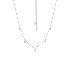 Luxle 14K White Gold 3/8 Carat T.W. Sleek Diamond Charm Necklace