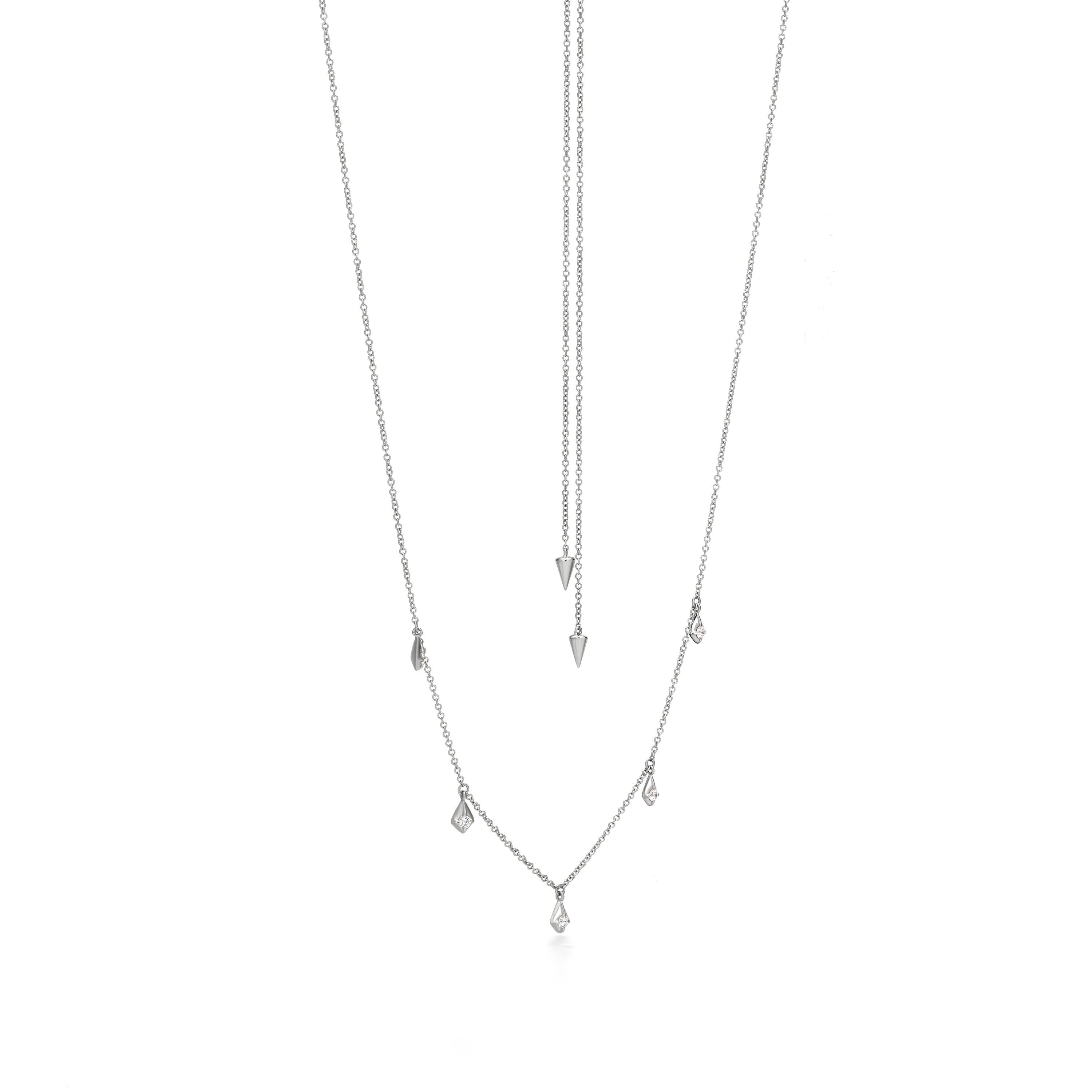 Contemporary Luxle 14K White Gold 3/8 Carat T.W. Sleek Diamond Charm Necklace For Sale