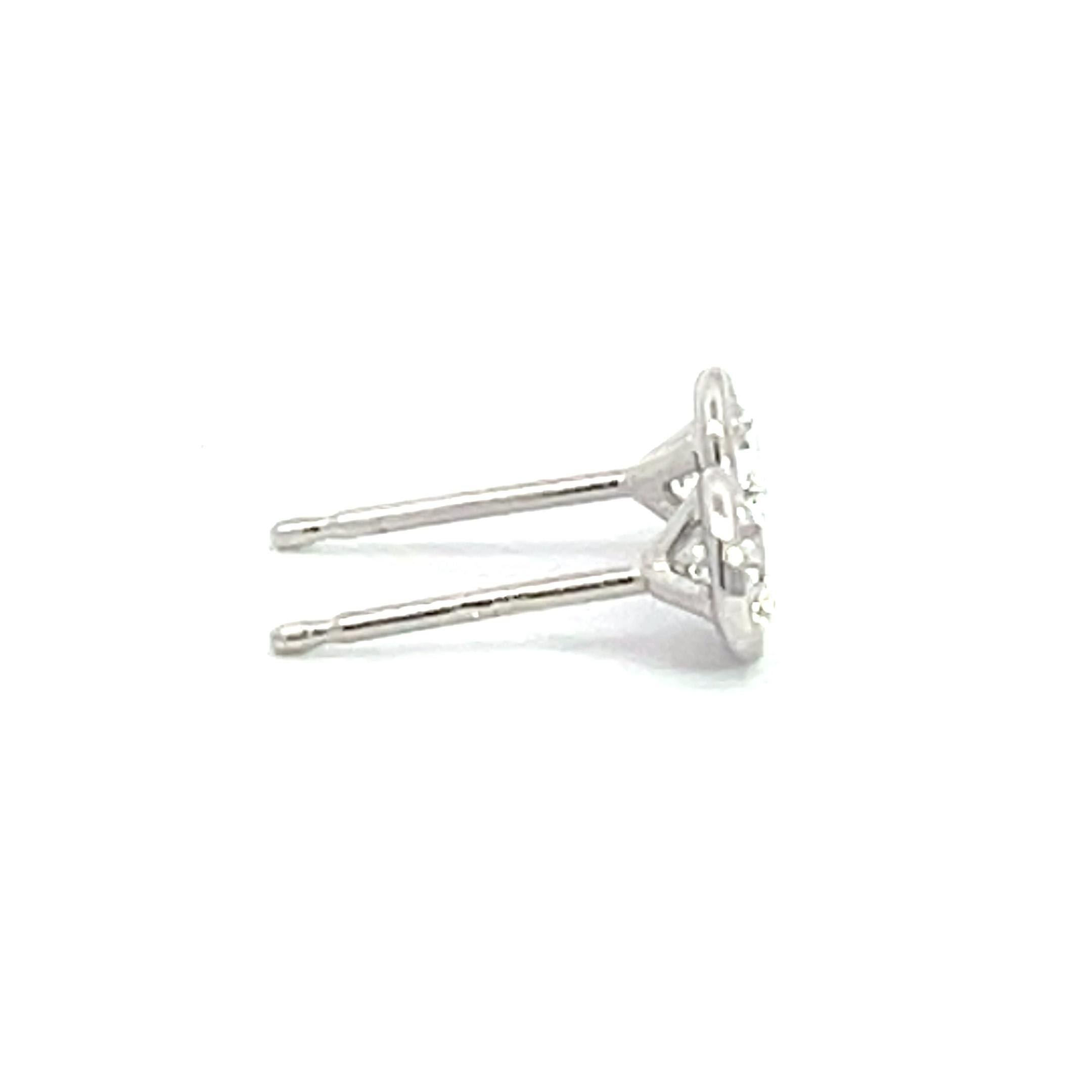 Round Cut 14K White Gold 3/8ctw Diamond Bezel Stud Earrings For Sale