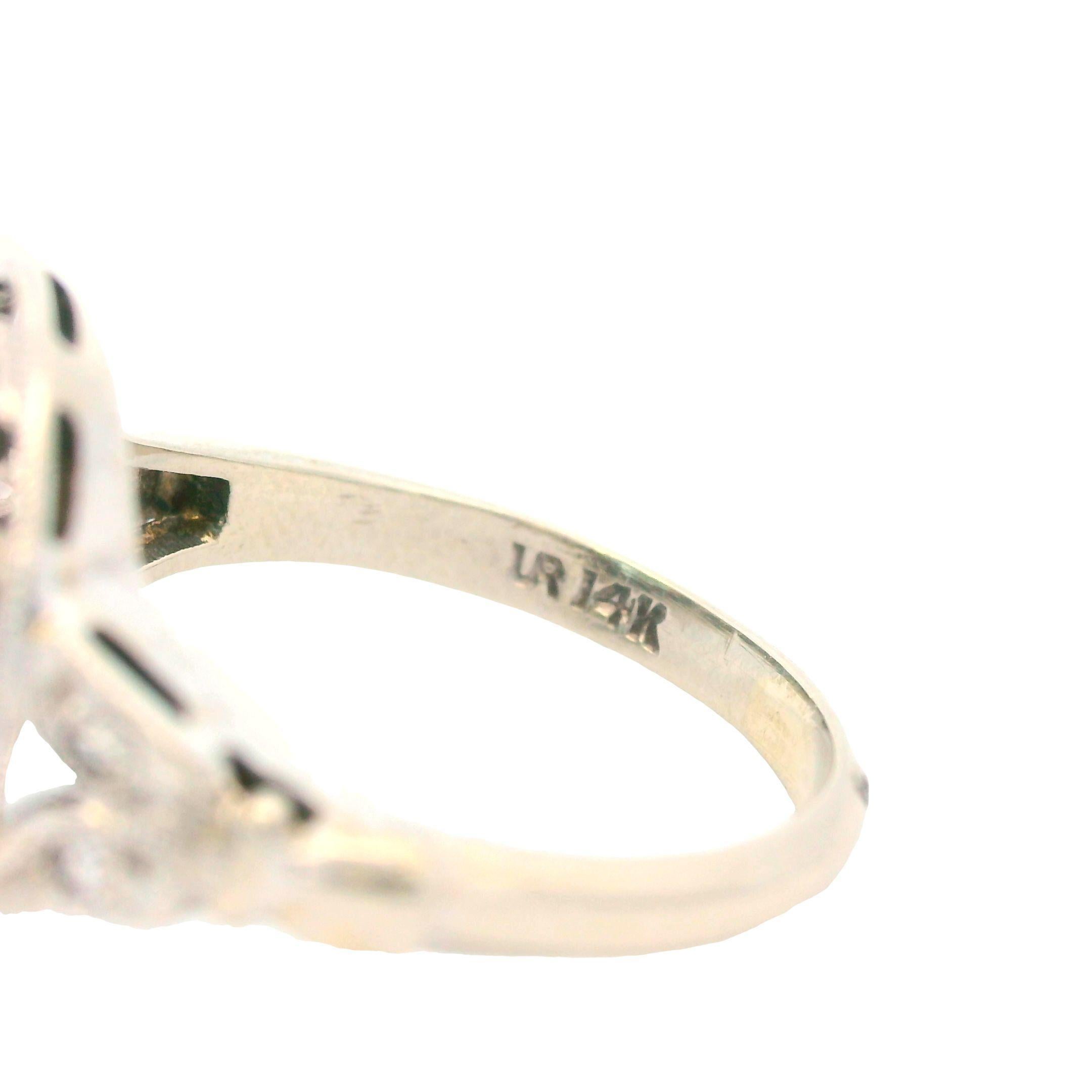 Bague en or blanc 14K 3 carats zircon bleu et diamant 1925 Art Deco en vente 2
