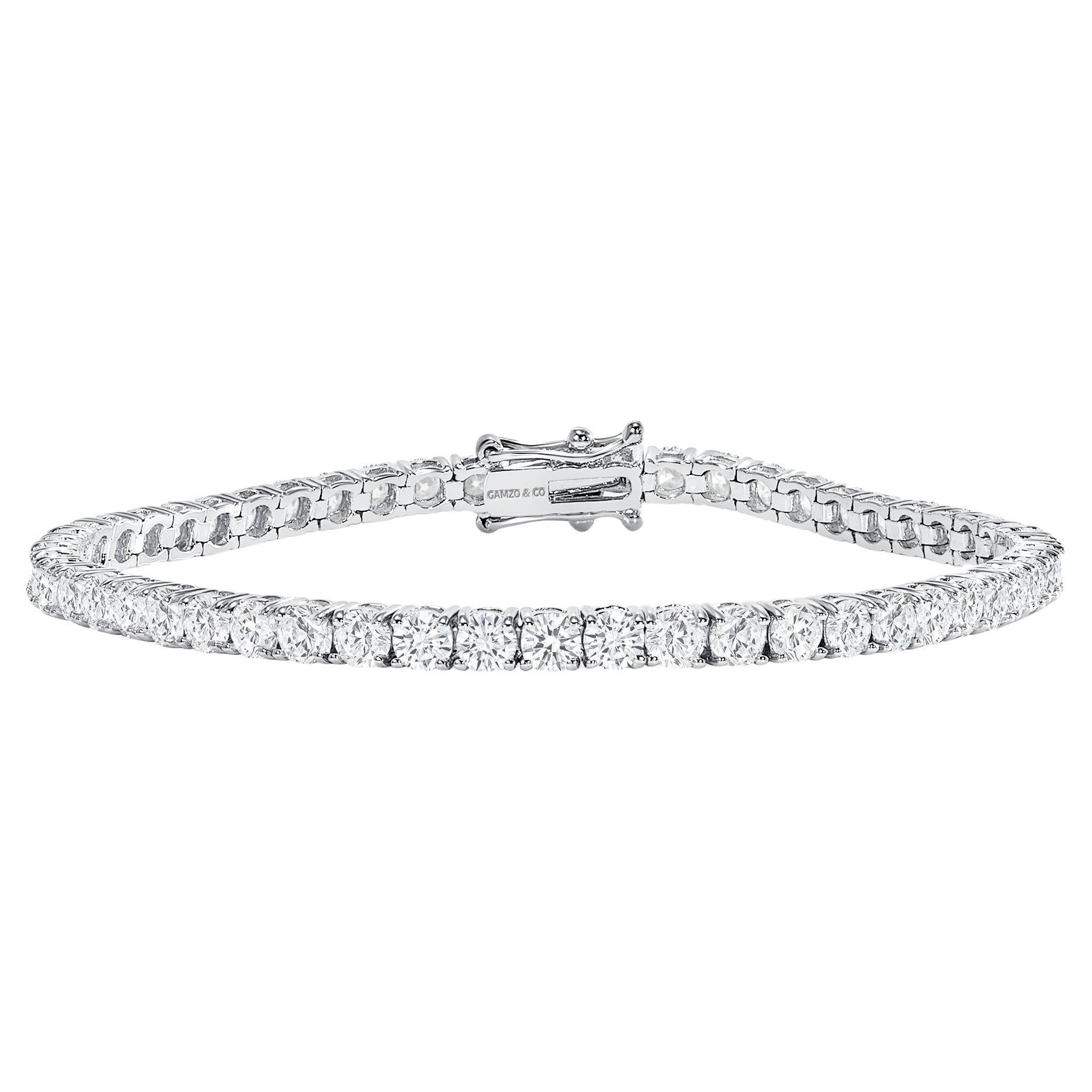 Bracelet tennis en or blanc 14 carats avec diamants ronds de 3 carats